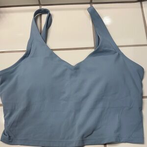 Blue V-Neck Crop Top with Sports bra
